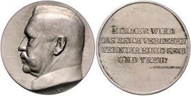 - Personen - Hindenburg, Paul v. 1847-1934 Silbermedaille o.J. mattiert (v. LH = Habich) Mahnung zur Einigkeit und Treue 
35,0mm 19,7g st