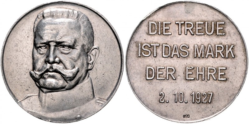 - Personen - Hindenburg, Paul v. 1847-1934 Silbermedaille 1927 (unsign.) DIE TRE...