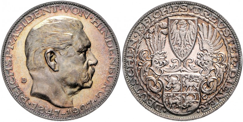 - Personen - Hindenburg, Paul v. 1847-1934 Silbermedaille 1927 D (v. Goetz) auf ...