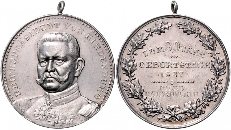 - Personen - Hindenburg, Paul v. 1847-1934 Silbermedaille 1927 (v. Oertel) auf s...