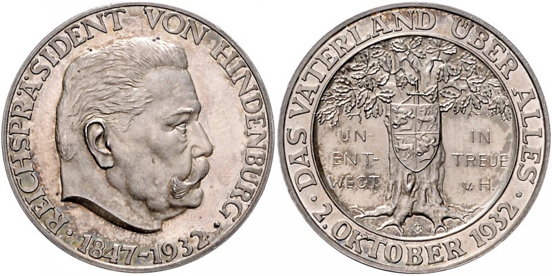 - Personen - Hindenburg, Paul v. 1847-1934 Silbermedaille 1932 (v. Glöckler) auf...