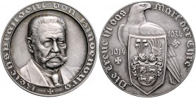 - Personen - Hindenburg, Paul v. 1847-1934 Silbermedaille 1934 (v. Beyer) auf seinen Tod, i.Rd: SÄCHS. MÜNZE 999f. 
36,3mm 19,6g vz-st