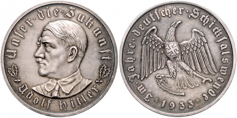 - Personen - Hitler, Adolf 1889-1945 Silbermedaille 1933 (v. Glöckler, unsign.) ...