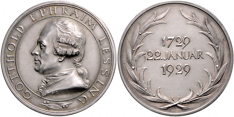 - Personen - Lessing, Gotthold E. 1729-1781 Silbermedaille 1929 mattiert (v. Hör...