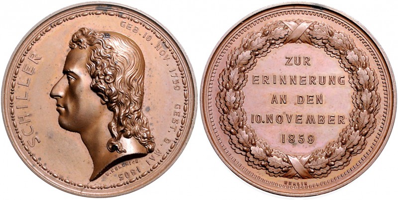 - Personen - Schiller, Friedrich 1759-1805 Bronzemedaille 1859 (v. Kullrich) auf...