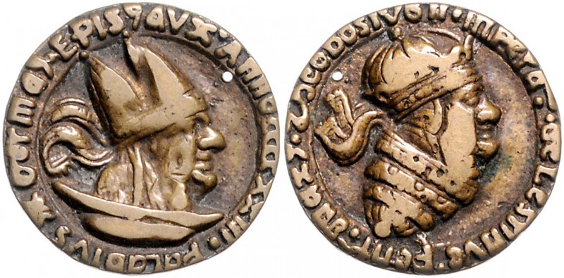 - Religion Bronzegussmedaille o.J. (16. Jh.) Antilutherische Medaille, Doppelköp...