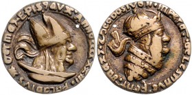 - Religion Bronzegussmedaille o.J. (16. Jh.) Antilutherische Medaille, Doppelköpfe Kaiser/Papst - Kardinal/Bischof Slg. Fiew vgl. 188. 
zeitgen. Guss...