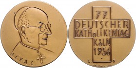 - Religion Bronzemedaille 1956 (v. L. Gies/Hofstätter) a. d. 77. Katholikentag in Köln Ernsting WVZ 390. 
50,6mm 49,7g vz