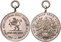 - Schützenmedaillen - Belgard (Bialogard) Bronzemedaille 1886 (v. W.M.) a.d. 200-Jahrfeier der Schützengilde am 1. Juli Peltzer -. 
m.Orig.Öse u. Rin...