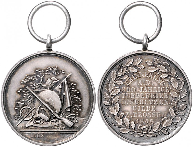 - Schützenmedaillen - Drossen (Osno Lubuskie) Silbermedaille 1852 (v. Loos) a.d....