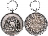 - Schützenmedaillen - Drossen (Osno Lubuskie) Silbermedaille 1852 (v. Loos) a.d. 200-Jahrfeier der Schützengilde Peltzer -. 
m.Orig.Öse u. Ring 24,9m...