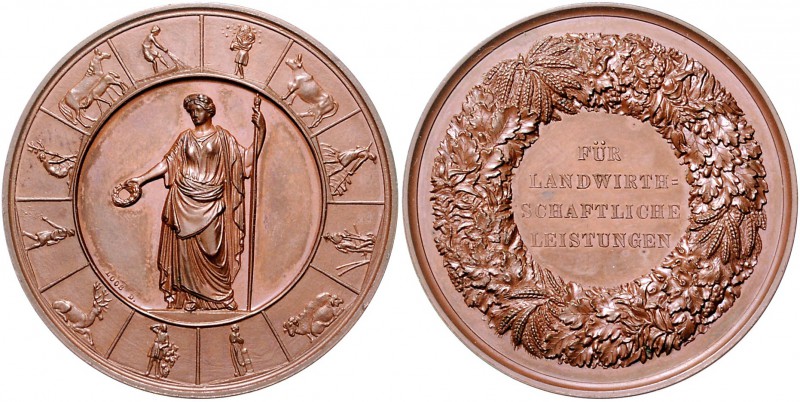 - Tiere und Landwirtschaft Bronzemedaille o.J. (v. Loos) Preismedaille für Landw...