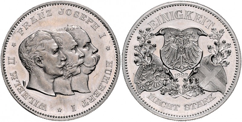 - Allgemeine Medaillen Zinnmedaille 1892 (v. Oertel) a.d. Zustandekommen des Dre...