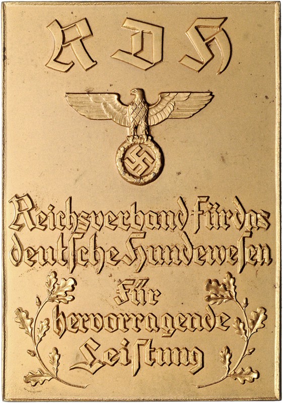 - Allgemeine Medaillen Vergoldete Plakette o.J. einseitig (v. M&W, Stgt) Prämie ...