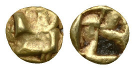 IONIA. Uncertain Mint. EL 1/48 Stater , ca. 625-550 B.C. SNG von Aulock-1778. Raised swastika; Reverse: swastika pattern in relief. Sharply struck, ni...
