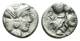Lampsakos, Mysia. AR Diobol, 4th Century BC. Obv. Janiform female head. Rev. ΛΑΜ, helmeted head of Athena right. Reference: Condition: Very Fine

We...