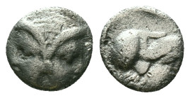 Lampsakos, Mysia. AR Diobol, 4th Century BC. Obv. Janiform female head. Rev. ΛΑΜ, helmeted head of Athena right. Reference: Condition: Very Fine

We...
