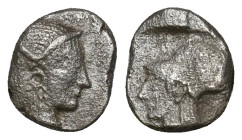 Mysia, Lampsakos AR Diobol. c. 500-450. Female janiform head / Helmeted head of Athena l. within incuse square. Reference: Condition: Very Fine

Wei...