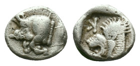 Mysia, Cyzicus Obol circa 450, AR . Forepart of boar l., behind, tunny. Lion’s head l. within incuse square. Reference: Condition: Very Fine

Weight...
