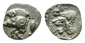 Mysia, Cyzicus Obol circa 450, AR . Forepart of boar l., behind, tunny. Lion’s head l. within incuse square. Reference: Condition: Very Fine

Weight...