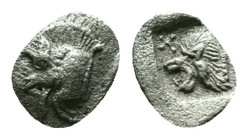 Mysia, Cyzicus Obol circa 450, AR . Forepart of boar l., behind, tunny. Lion’s head l. within incuse square. Reference: Condition: Very Fine

Weight...