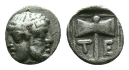 Troas, Tenedos,AR. Silver Obol Late 5th-early 4th century BC. Obv: Bust of Artemis to right, wearing stephane Rev: Labrys; T-E across lower fields. Re...