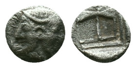 Troas, Tenedos,AR. Silver Obol Late 5th-early 4th century BC. Obv: Bust of Artemis to right, wearing stephane Rev: Labrys; T-E across lower fields. Re...