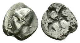 Ionia, Phokaia, AR Diobol,Circa 521-478 BC. Obv: Archaic female head left, wearing earring and helmet or close fitting cap. Reference: Condition: Very...