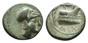 Macedonian Kingdom. Demetrios I Poliorketes. 306-283 B.C. AE Head of Demetrios right/ Prow of galley right Reference: Condition: Very Fine

Weight: ...