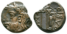 SKYTHIA. Olbia. Ae (Circa 310-280 BC). Obv: Horned head of Borysthenes left. Rev: OΛBIO. Axe and bow in quiver; monogram to left. Reference: Condition...