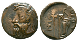 SKYTHIA. Olbia. Ae (Circa 310-280 BC). Obv: Horned head of Borysthenes left. Rev: OΛBIO. Axe and bow in quiver; monogram to left. Reference: Condition...