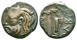 SKYTHIA. Olbia. Ae (Circa 310-280 BC). Obv: Horned head of Borysthenes left. Rev: OΛBIO. Axe and bow in quiver; monogram to left. Reference: Condition...