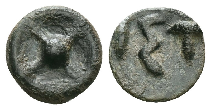 Moesia, Istros Æ. 5th century BC. Four-spoked wheel / IΣT. Reference: Condition:...