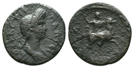 LYDIA. Sardeis. Plotina (Augusta, 105-123). Ae. Obv: ΠΛΩTEINA CEBACTH. Draped bust right. Rev: ΣAPΔIANΩN. Horseman riding right, holding whip. Referen...