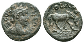 Troas, Alexandria Troas. Colonial civic issue. 3rd century A.D. AE 22 as equivalent . COL TRO - AV, draped bust of Tyche right wearing mural crown of ...