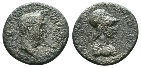 Lykaonia. Iconium. Antoninus Pius AD 138-161. Bronze Æ . COL ICO, helmeted and draped bust of Athena right / ANTONINVS PIVS AVG, laureate, draped and ...