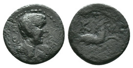 Roman Provincial
MYSIA. Kyzikos. Uncertain (1st century BC - 1st century AD).
AE Bronze
Obv: NЄOY ΘЄOY. Bare head right.
Rev: KYZI. Capricorn righ...