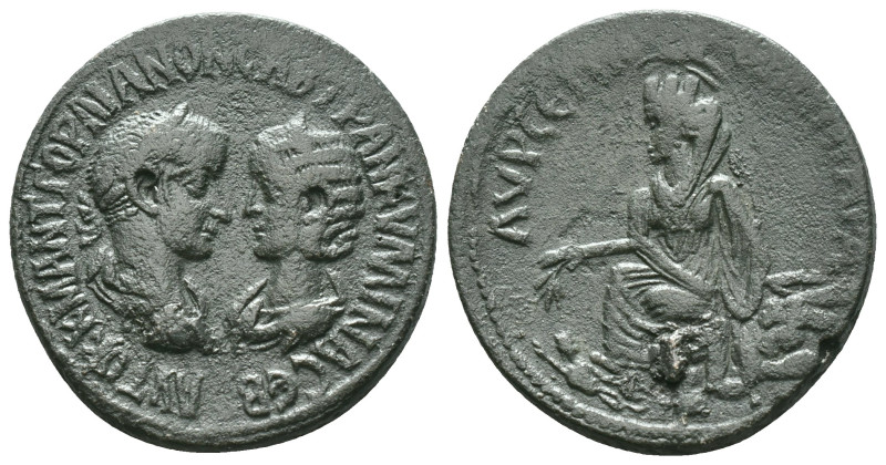 MESOPOTAMIA, Singara. Gordian III, with Tranquillina. AD 238-244. Æ . Laureate, ...