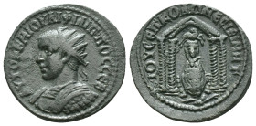 MESOPOTAMIA. Nisibis. Philip II (247-249). Ae. Obv: AYTOK K M IOYΛI ΦIΛIΠΠOC CEB. Radiate and cuirassed bust left. Rev: IOY CEΠ ΚΟΛΩ ΝECIBI MHT. Tyche...