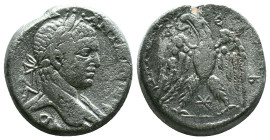 Elagabal. (218-222 AD). Billon Tetradrachm. Antioch. Obv: laureate bust of Elagabal right. Rev: eagle spreading wings standing holding wreath. Referen...