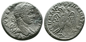 Elagabal. (218-222 AD). Billon Tetradrachm. Antioch. Obv: laureate bust of Elagabal right. Rev: eagle spreading wings standing holding wreath. Referen...