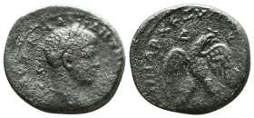 Elagabal. (218-222 AD). Billon Tetradrachm. Antioch. Obv: laureate bust of Elagabal right. Rev: eagle spreading wings standing holding wreath. Referen...