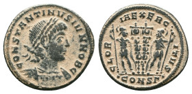 Constantine II. As Caesar, AD 316-337. Æ Follis "Repatinated" Reference: Condition: Very Fine

Weight: 2,62 gr. Diameter: 18,1 mm