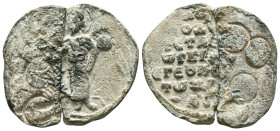 Byzantine Lead Seals Reference: Condition: Very Fine

Weight: 21,7 gr. Diameter: 34,9 mm