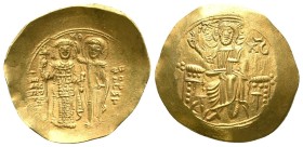 John II Comnenus "the Good" (1118-1143). AV hyperpyron. Thessalonica, 1137-1143. Barred IC - XC, Christ Pantocrator seated facing on backless throne, ...