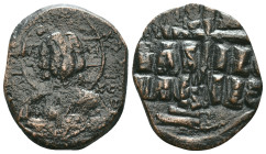 ANONYMOUS FOLLES. Class B. Attributed to Romanus III (1028-1034). Obv: + EMMA NOVHΛ / IC - XC. Bust of Christ facing, holding book of Gospels and wear...