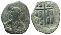 ANONYMOUS FOLLES. Class B. Attributed to Romanus III (1028-1034). Obv: + EMMA NOVHΛ / IC - XC. Bust of Christ facing, holding book of Gospels and wear...