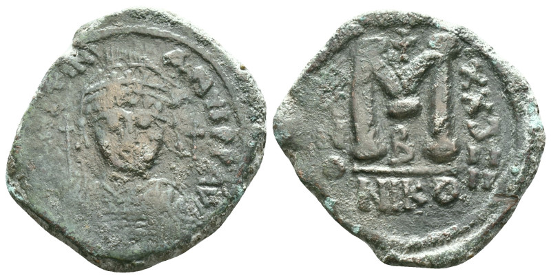 Justinian I AD 527-565. Dated RY 15 = 541/2 AD. Nikomedia Follis or 40 Nummi Æ R...