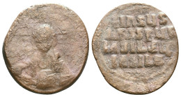 Anonymous. Class A2. Time of Basil II and Constantine VIII (1020-1028). AE follis . Constantinople. Obv: +EMMA-NOVHΛ, bust of Christ facing, wearing n...