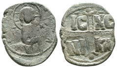 ANONYMOUS FOLLES. Class C. Attributed to Michael IV (1034-1041). Obv: + ЄMMANOVHΛ / IC - XC. Christ Antiphonetes standing facing. Rev: IC - XC / NI - ...